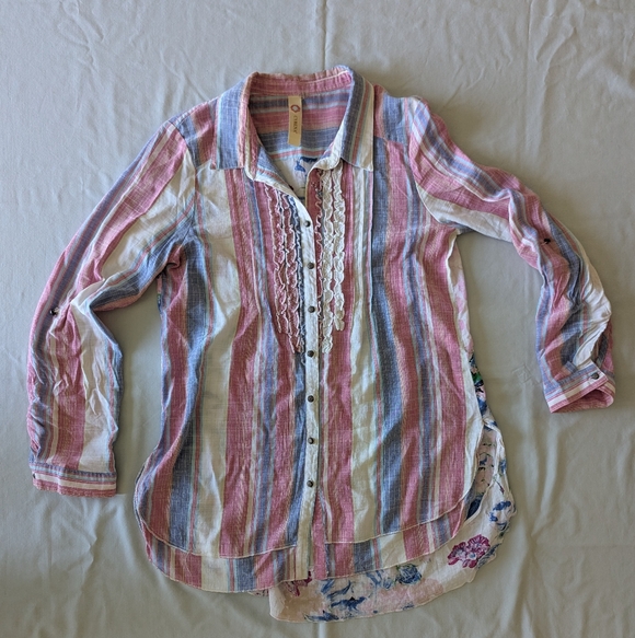 Anthropologie Aratta Silent Journey Cyrena Embroidered Floral Bird Shirt - Picture 1 of 10